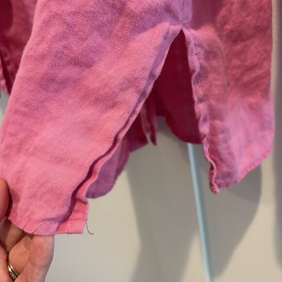 Tweeds Top Women 1X Pink Linen Button Up Lagenlook Boho Coastal Relaxed Flowy - Picture 7 of 12